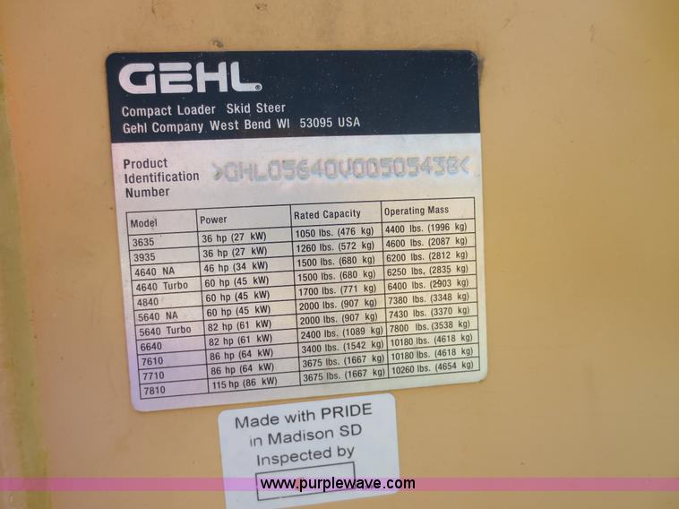 image for item D5848 Gehl 5640 skid steer