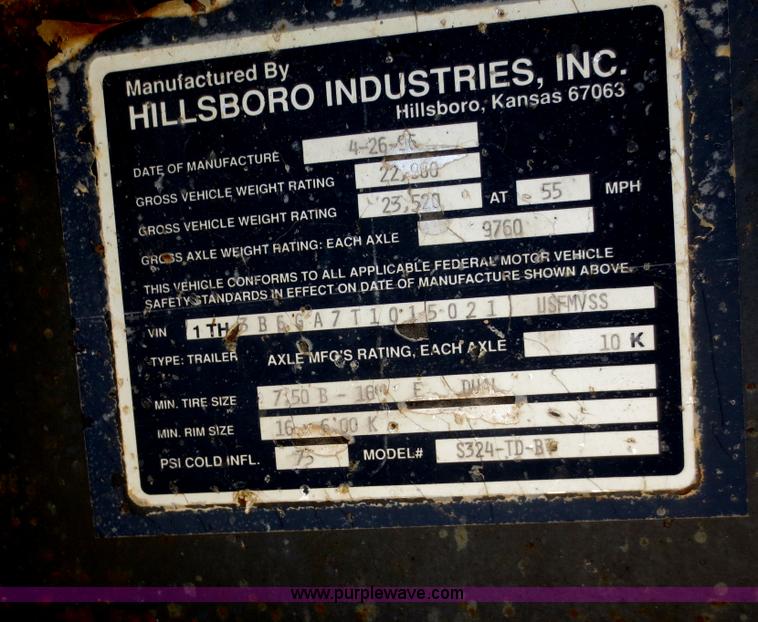 image for item D5993 1996 Hillsboro trailer