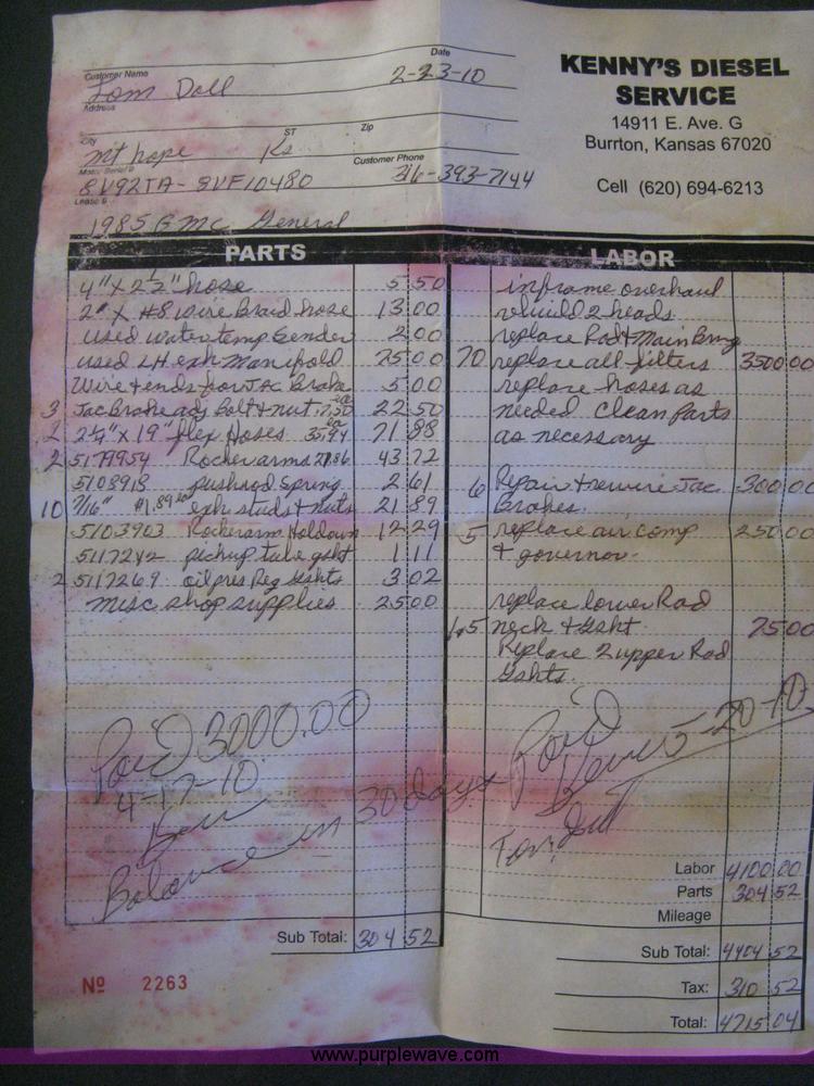 image for item D8389 1985 GMC General semi truck