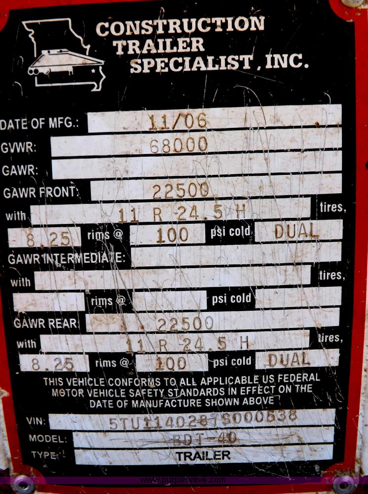 image for item H7008 2007 CTS BDT-40 belly dump trailer