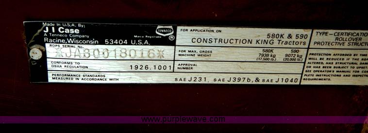 image for item I4500 1991 Case 590 Construction King backhoe