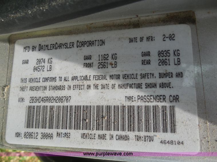 image for item H9972 2002 Dodge Intrepid SE