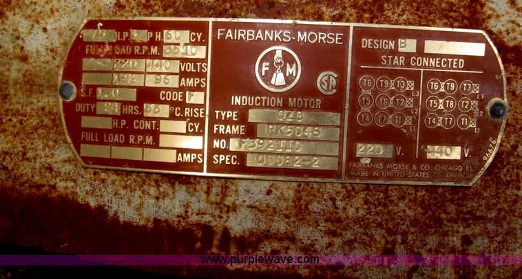 image for item AE9493 Fairbanks Morse three phase electric motor