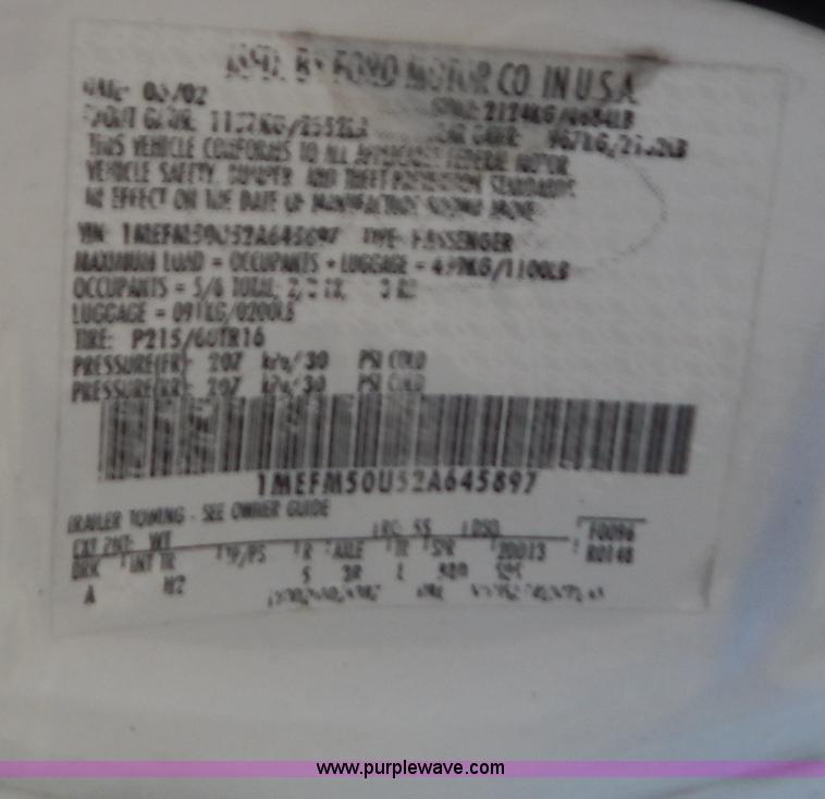 image for item AE9834 2002 Mercury Sable GS