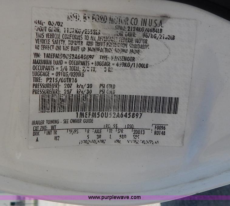 image for item AE9834 2002 Mercury Sable GS