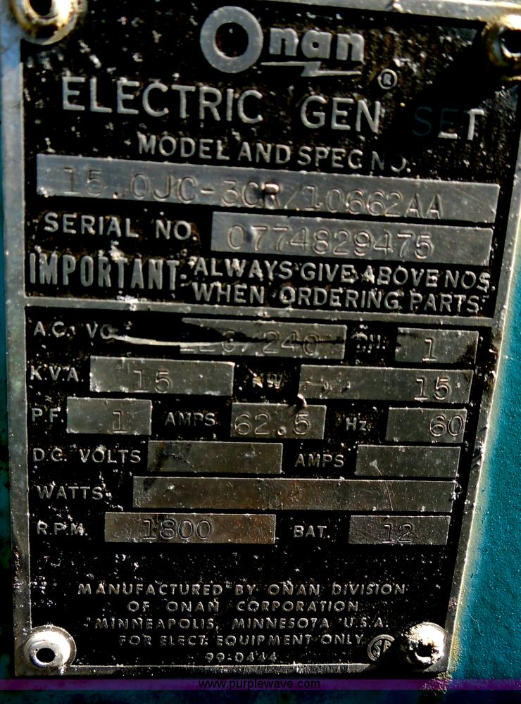 image for item AK9684 Onan generator