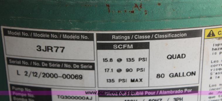 image for item AU9190 Speedaire 80 gallon air compressor