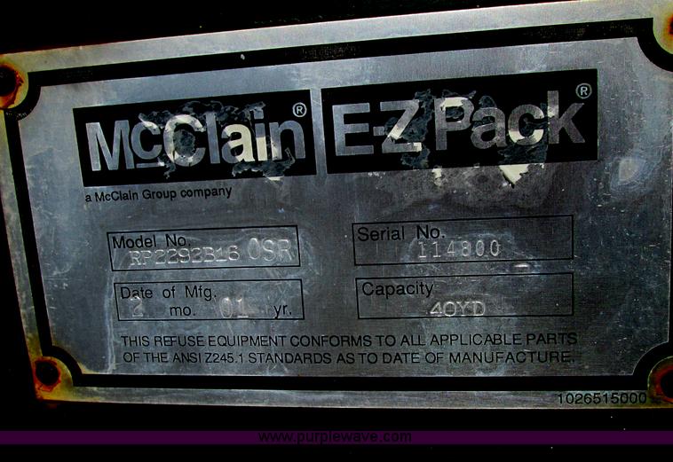 image for item F5134 2001 McClain Ez-Pack roll-off container