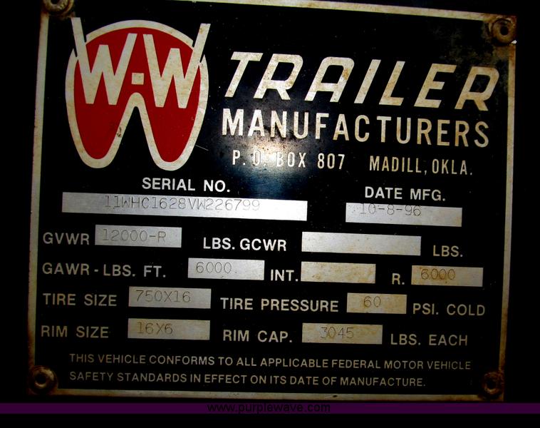 image for item F7026 1997 WW 16'L enclosed tandem axle cargo trailer