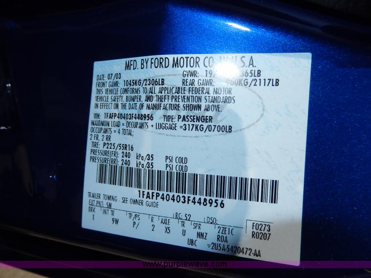 image for item H3040 2003 Ford Mustang