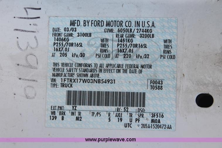 image for item H3513 2003 Ford F150 XLT SuperCab pickup truck