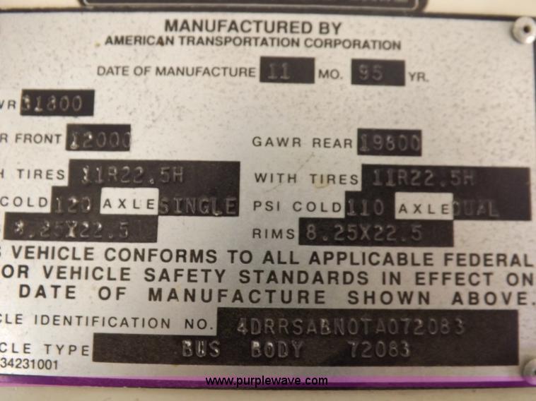 image for item I7721 1996 American Transportation bus