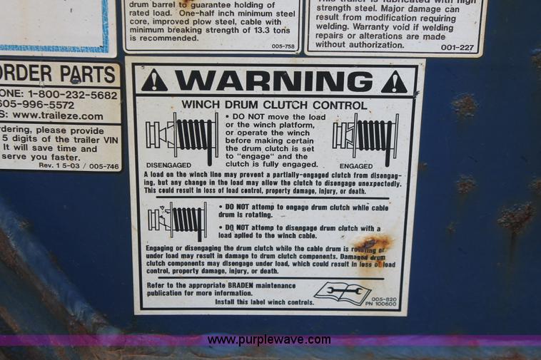 image for item D4770 2006 Trail-Eze TE80HT heavy duty hydraulic tail trailer