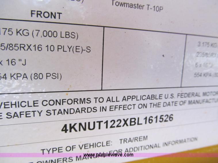 image for item F5104 2011 Towmaster T10P skid steer trailer