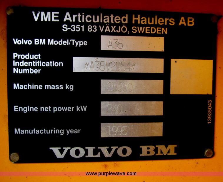 image for item F7006 1995 Volvo BM A35 articulated haul truck