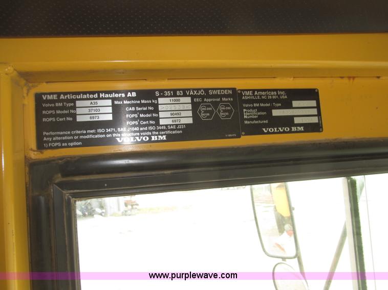 image for item F7007 1994 Volvo BM A35 articulated haul truck