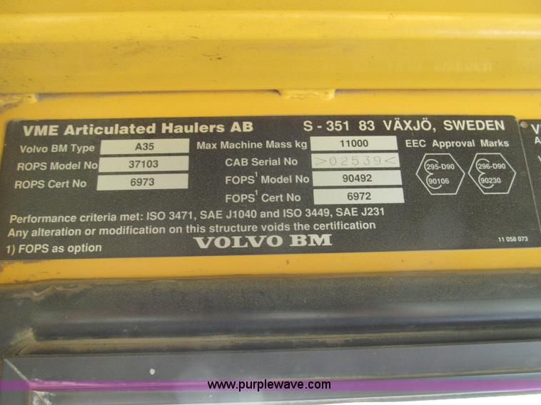 image for item F7007 1994 Volvo BM A35 articulated haul truck