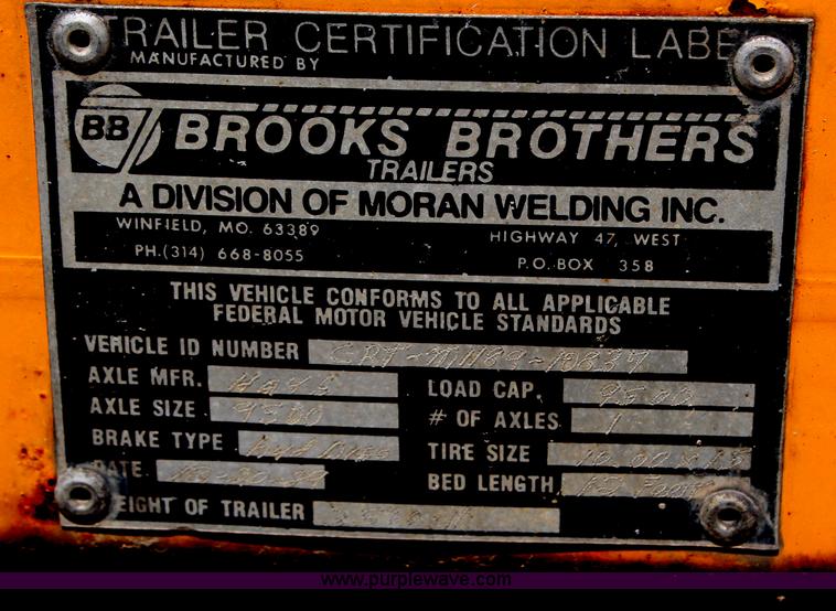 image for item H6733 1989 Brooks Brothers double spool trailer