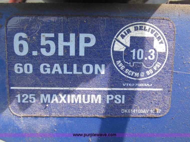image for item K9727 1999 Campbell Hausfeld 60 gallon vertical air compressor