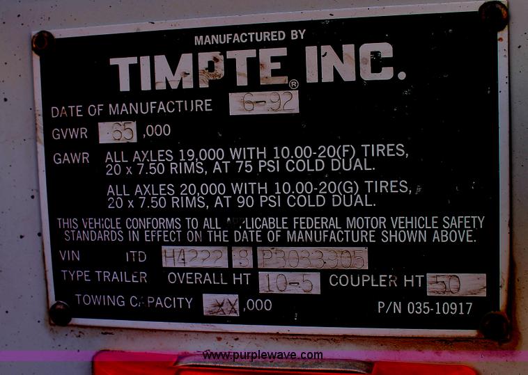 image for item G5730 1993 Timpte hopper trailer