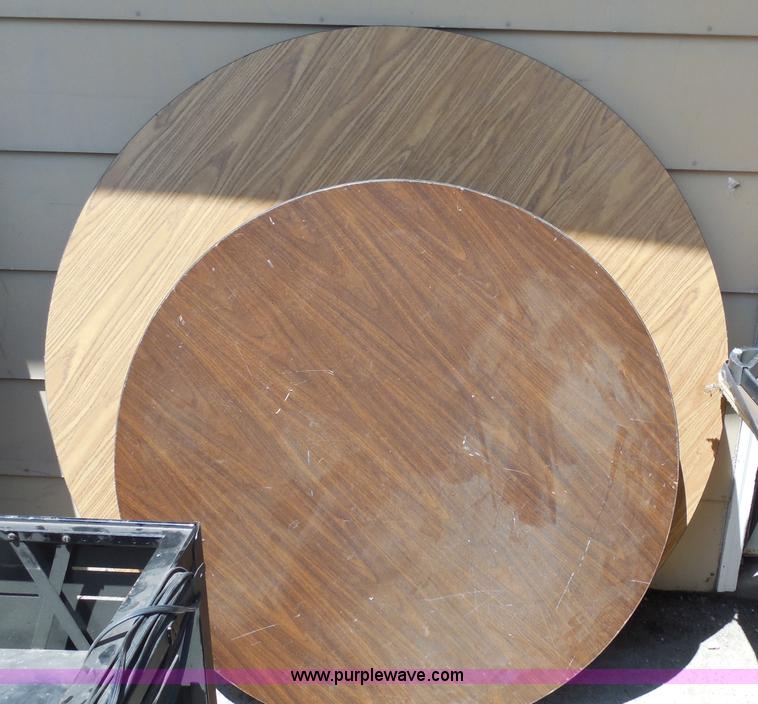 image for item AN9743 Approximately 15 assorted folding tables and flatbed table cart