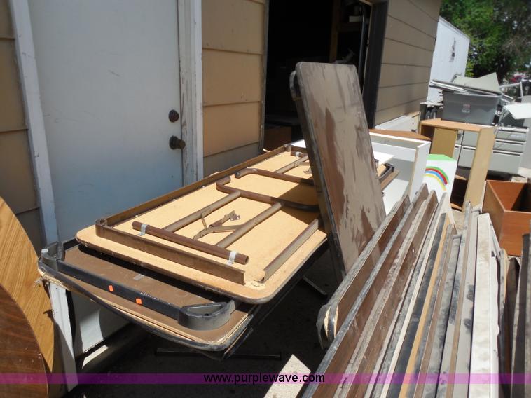 image for item AN9743 Approximately 15 assorted folding tables and flatbed table cart