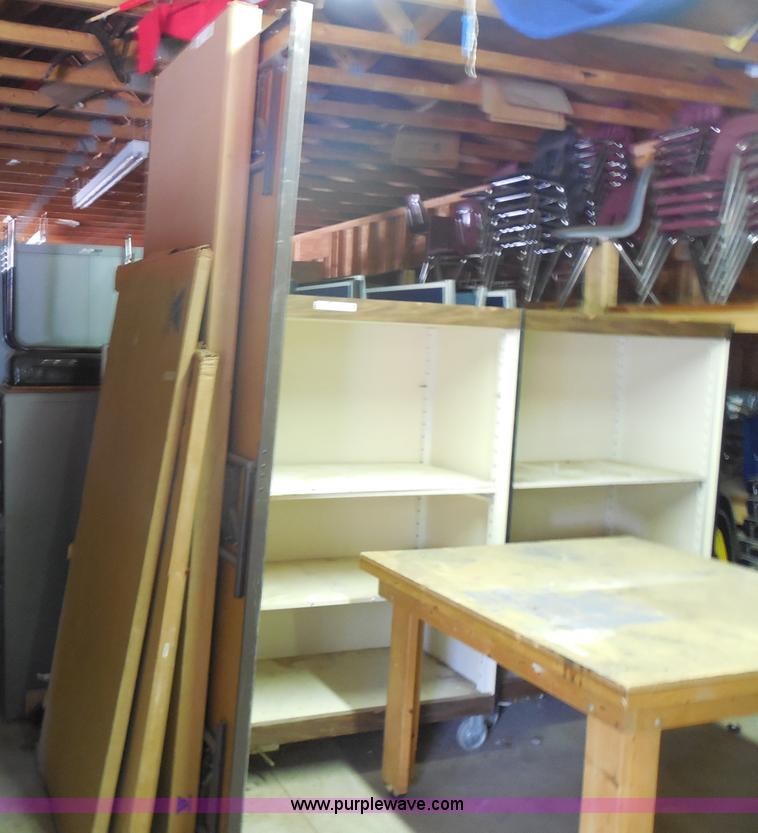 image for item AN9743 Approximately 15 assorted folding tables and flatbed table cart