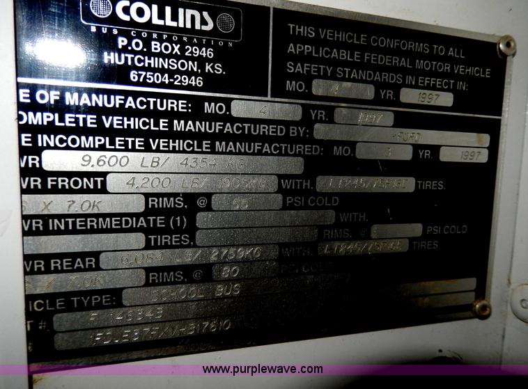 image for item D8120 1997 Ford Collins E350 school bus