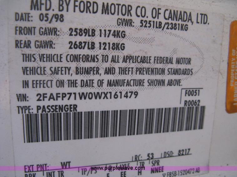 image for item D8473 1998 Ford Crown Victoria Police Interceptor