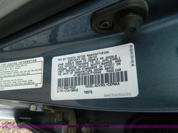 image for item G7939 2003 Toyota Camry LE