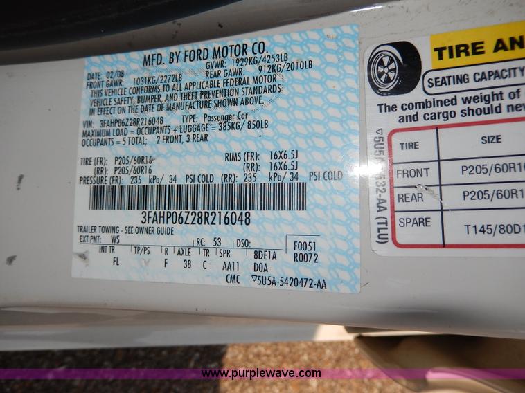 image for item H3027 2008 Ford Fusion S