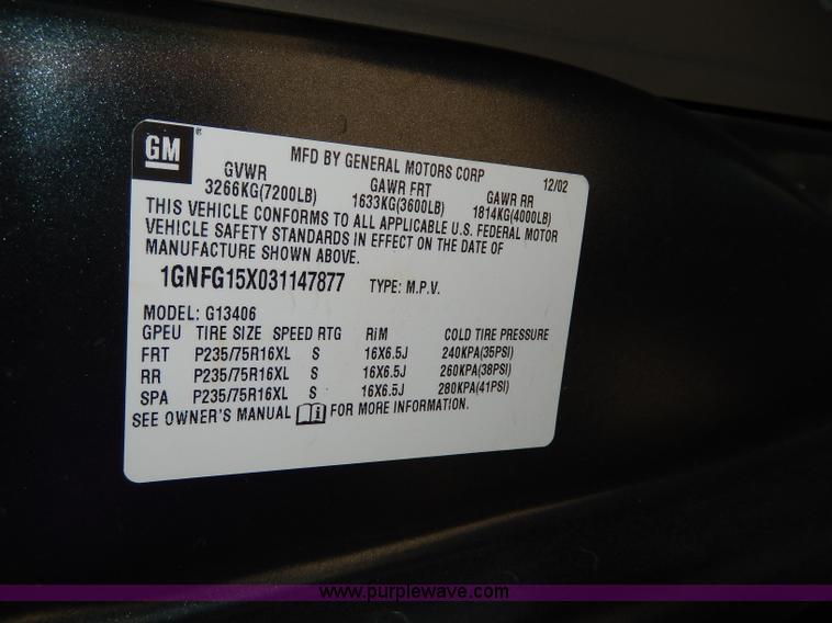 image for item H3035 2003 Chevrolet Express 1500 van