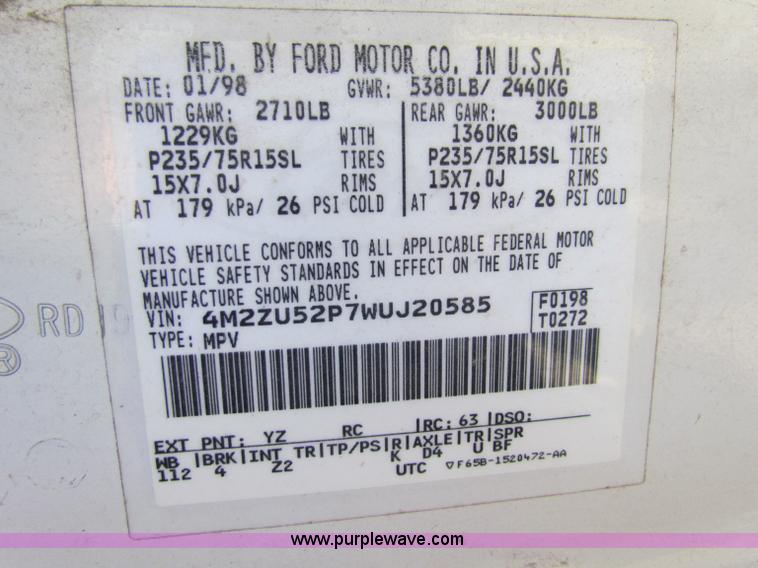 image for item H7395 1998 Mercury Mountaineer SUV