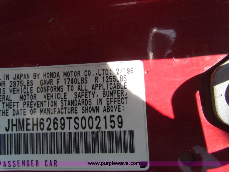 image for item H7396 1996 Honda Del Sol SI