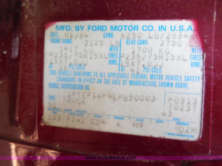 image for item H9959 1984 Ford F150 pickup truck