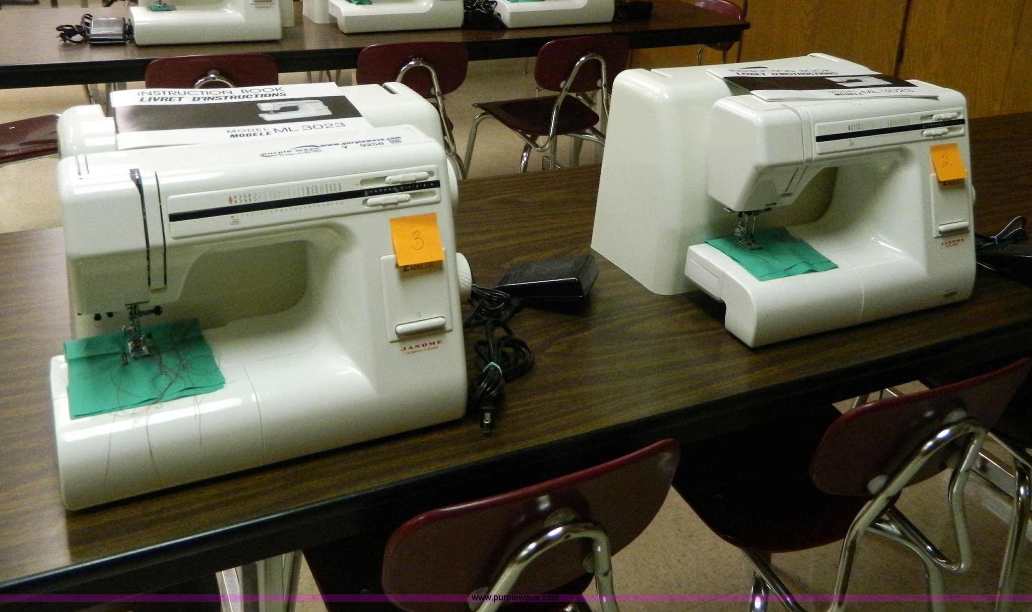 (2) Janome ML3023 sewing machine in Hays, KS Item Y9258 sold Purple