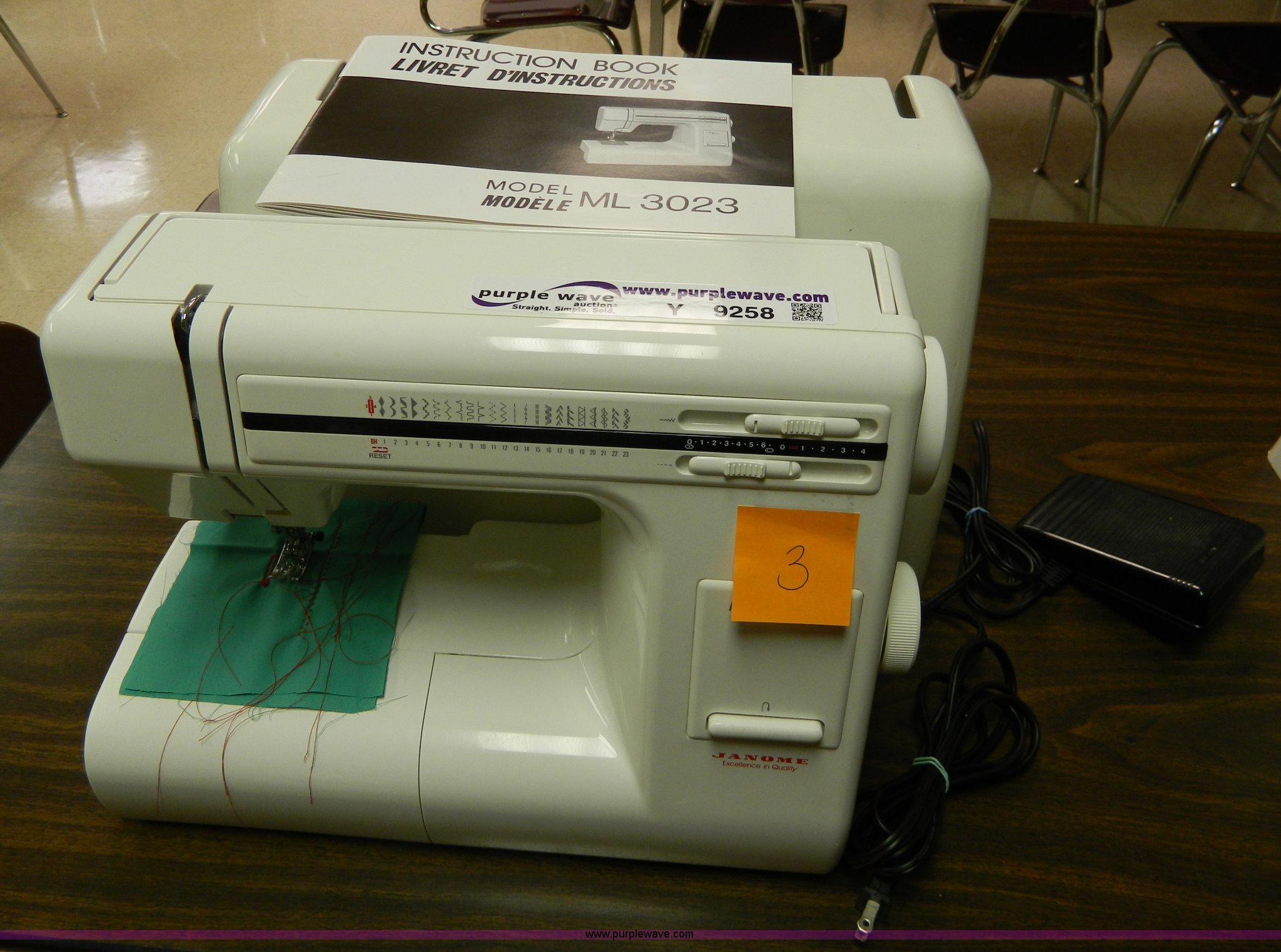 (2) Janome ML3023 sewing machine in Hays, KS Item Y9258 sold Purple
