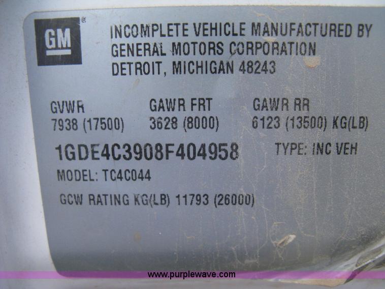 image for item D8457 2008 GMC C4500 flatbed truck