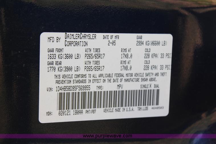 image for item G5486 2005 Dodge Durango Limited SUV