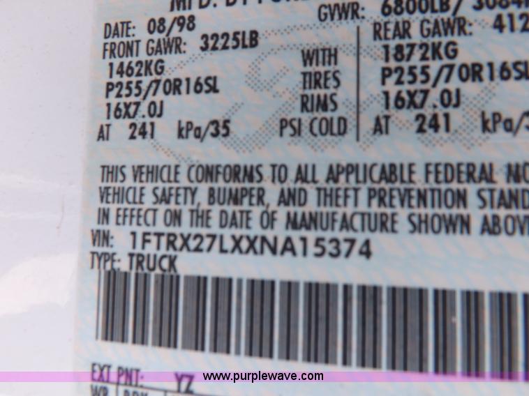 image for item I7714 1999 Ford F250 SuperCab pickup truck