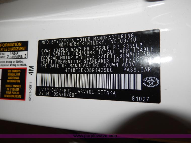 image for item I4477 2011 Toyota Camry LE <br />Non-repairable title, parts only