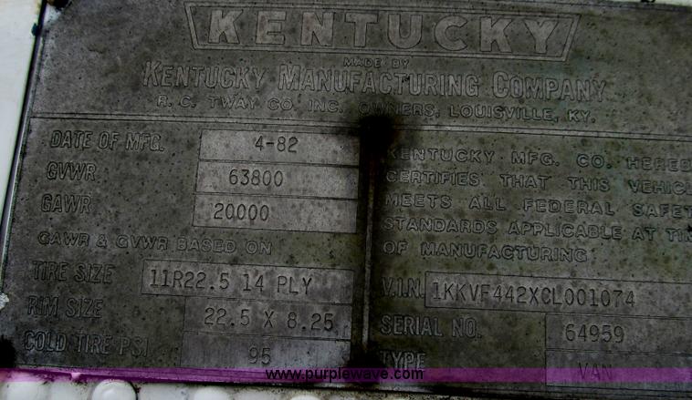 image for item G2048 1982 Kentucky dry van trailer