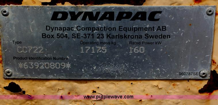 image for item G5491 2005 Dynapac CC722 vibratory roller