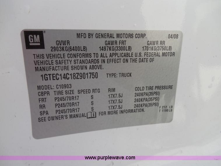 image for item H9897 2008 GMC Sierra 1500 pickup truck