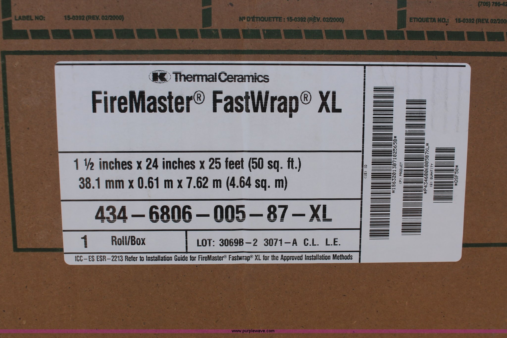(3) Thermal Ceramics Firemaster Fastwrap XL boxes in Kansas City, MO
