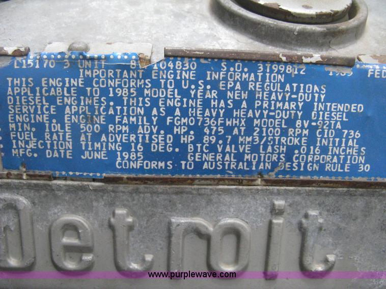 image for item D8389 1985 GMC General semi truck