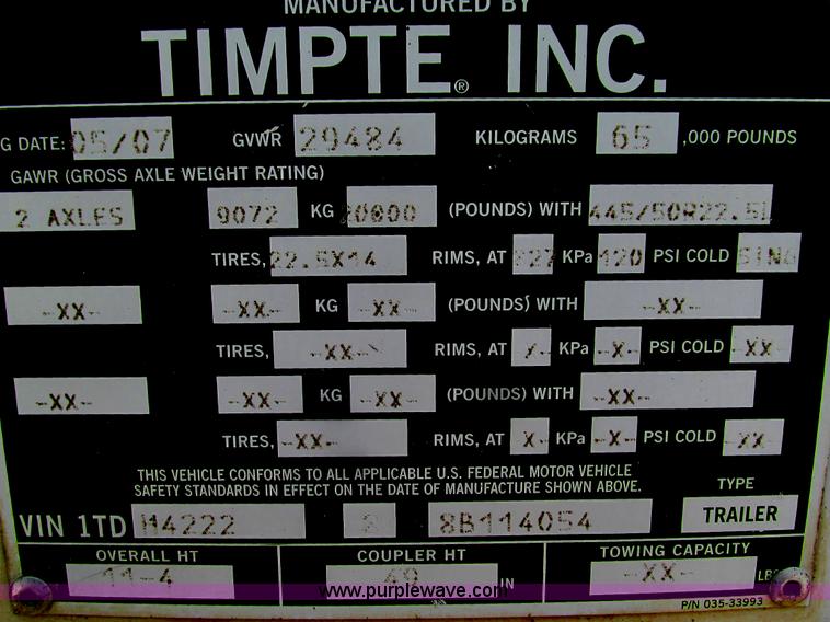 image for item G9469 2008 Timpte Super Hopper grain trailer