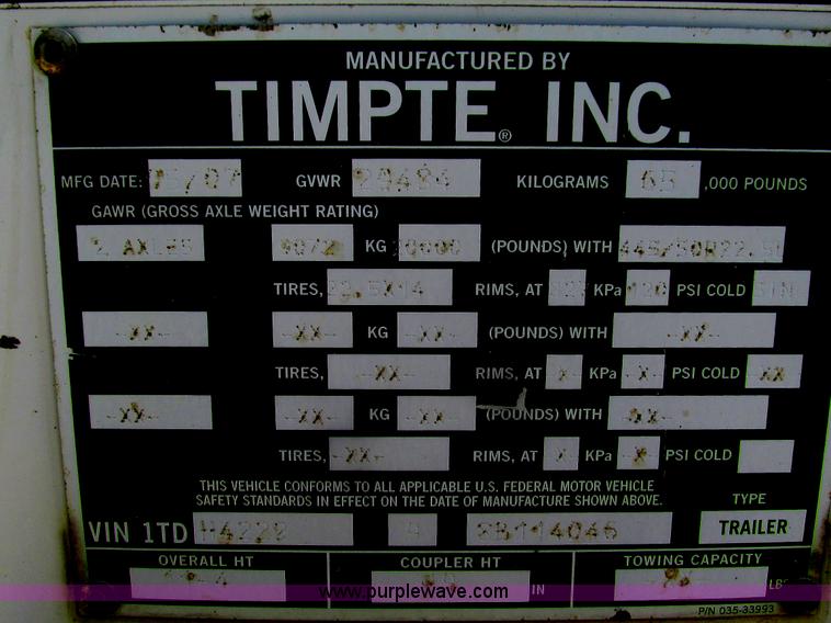 image for item G9470 2008 Timpte Super Hopper grain trailer