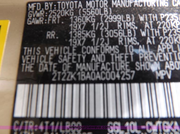 image for item I7672 2010 Lexus RX350 SUV