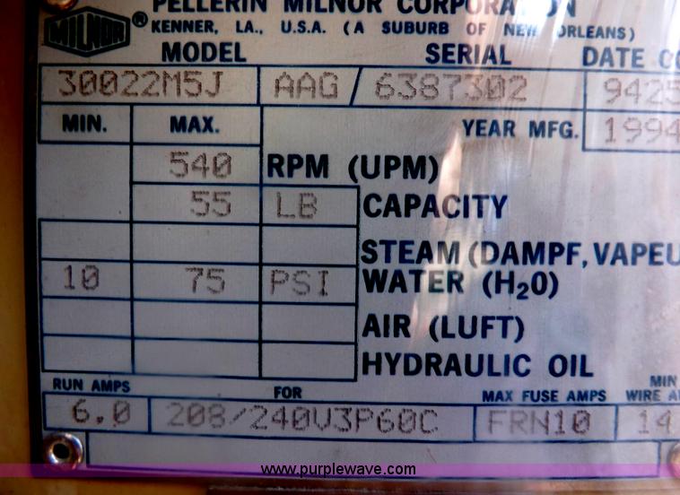 image for item I7680 1994 Pellerin Milnor commercial washing machine